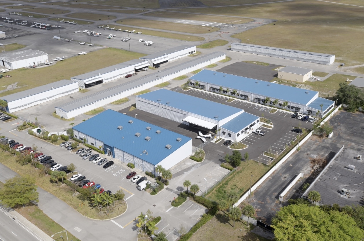 An aerial view of a portion of Diversified Aviation’s hangar