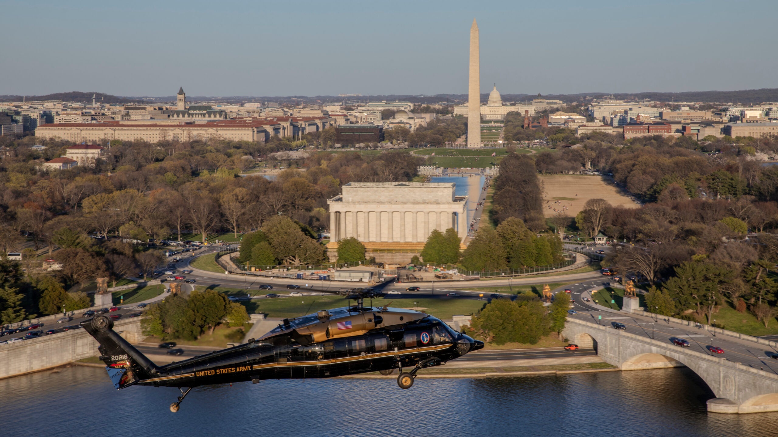 U.S. Army Black Hawk helicopter flies near Washington D.C.