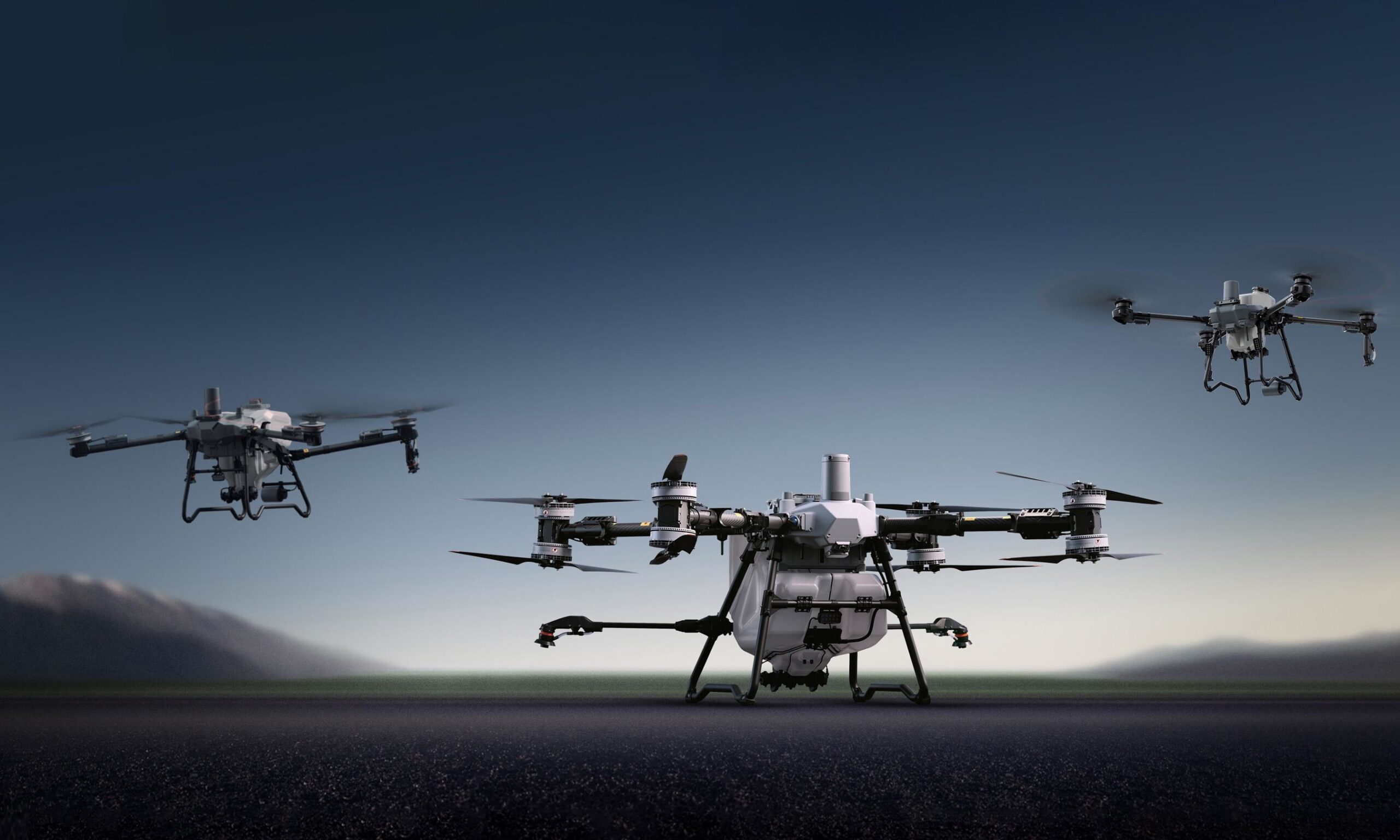 DJI Agras T100, T70P, and T25P drones
