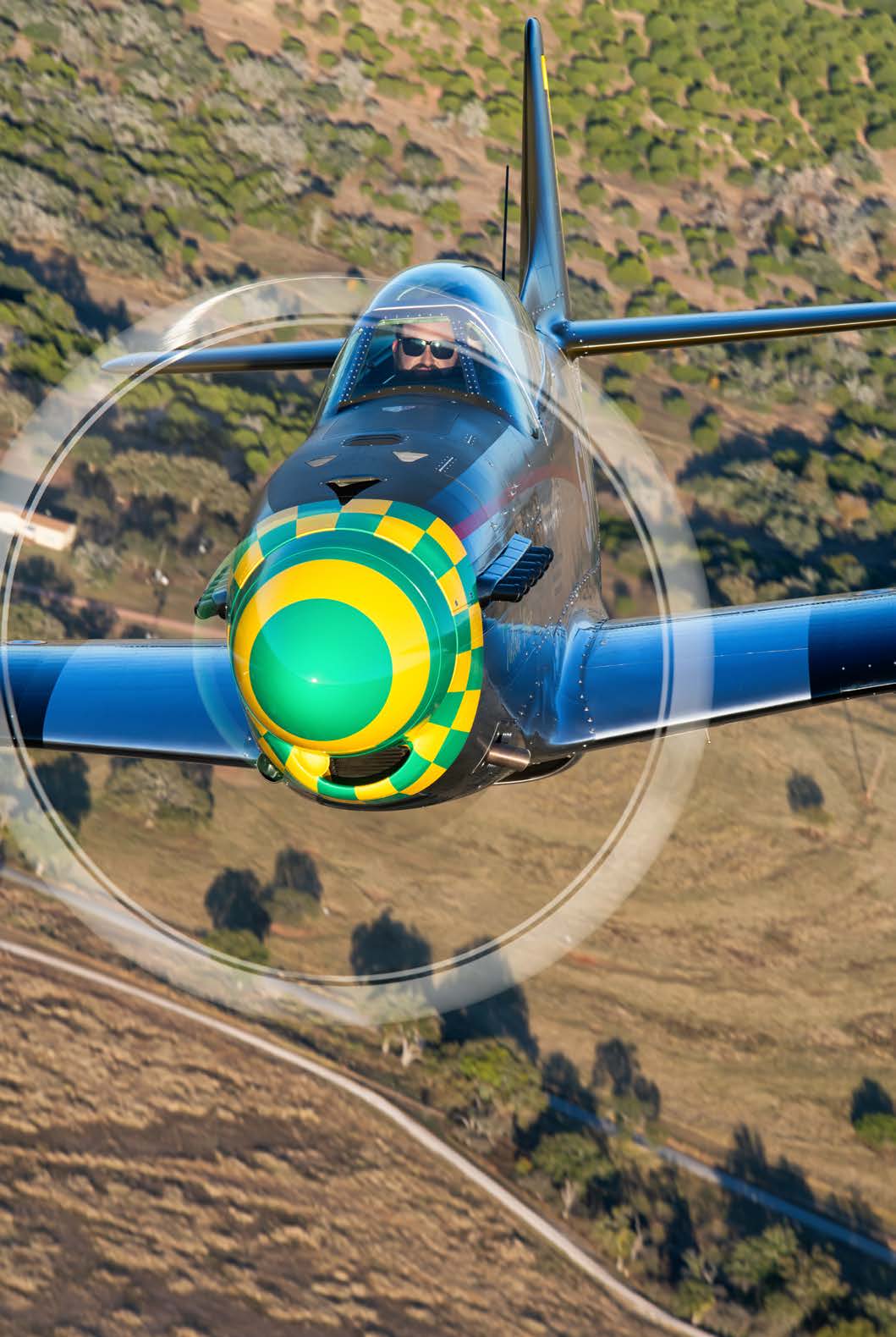 A head-on perspective highlights the clean lines and complex curves on the carbon-fiber airframe. [Credit: Glenn Watson]