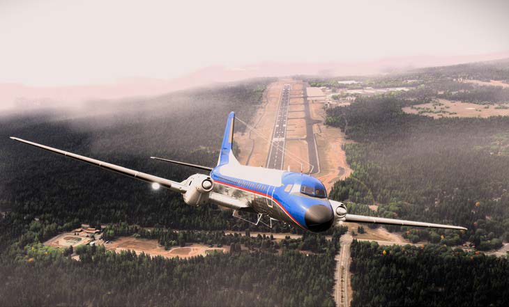 The NAMC YS-11 is a turboprop airliner the author finds fun to fly on MSFS2024. [Credit: MSFS2024]