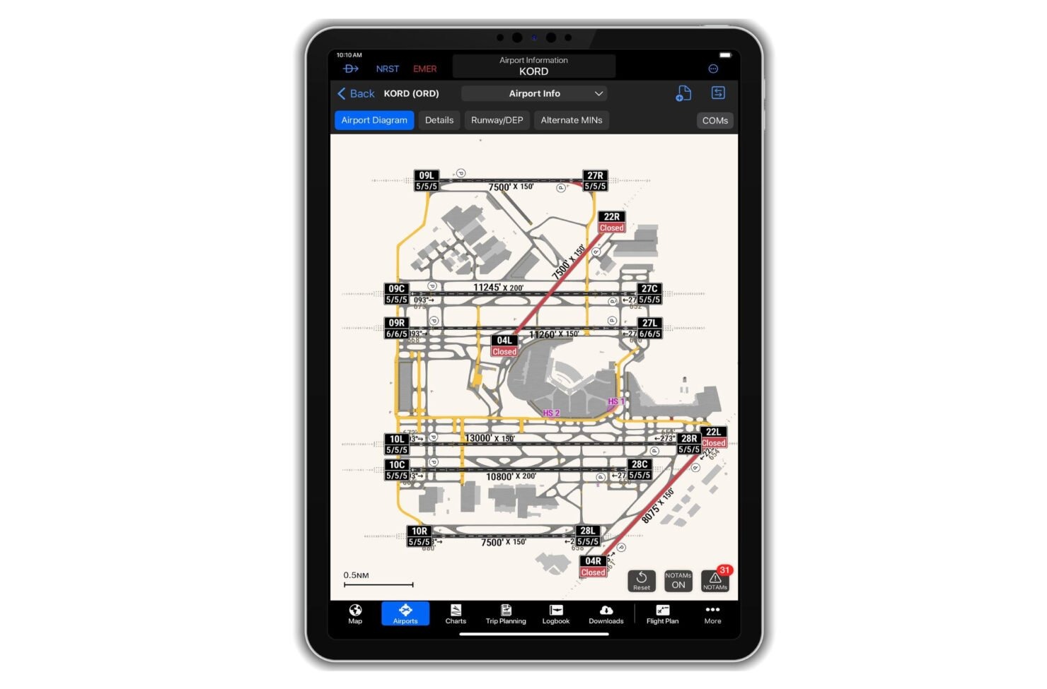 Garmin has released an update for its iOS Garmin Pilot app, bolstering its aviation charting solution, SmartCharts, with a graphical NOTAM overlay. [Credit: Garmin]