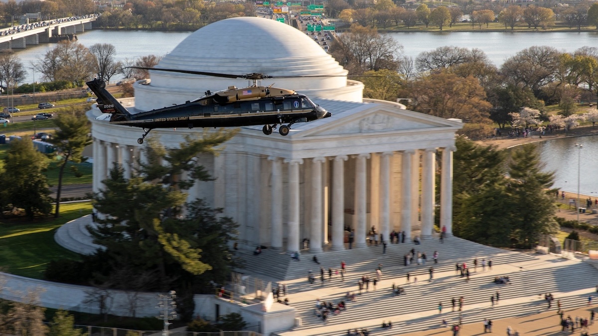 Black Hawk helicopter over Washington