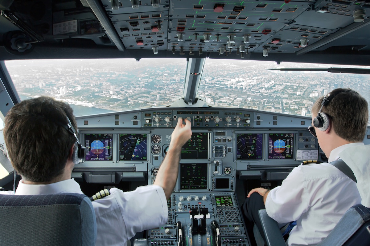 Flight deck of an Airbus aircraft