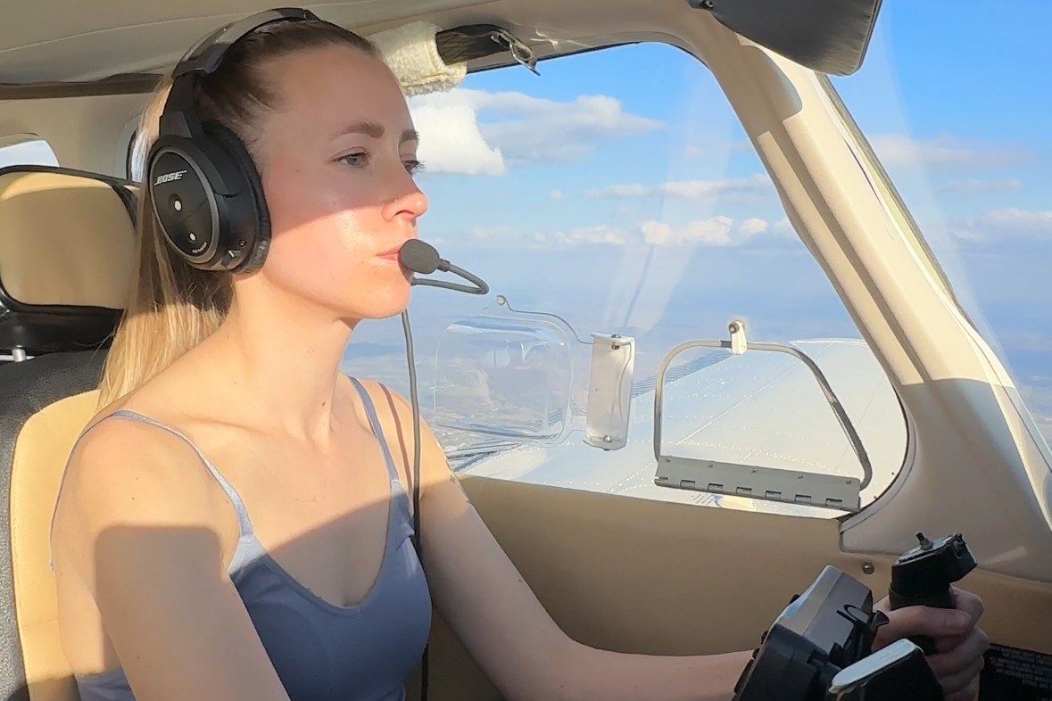 Pilot wearing headset