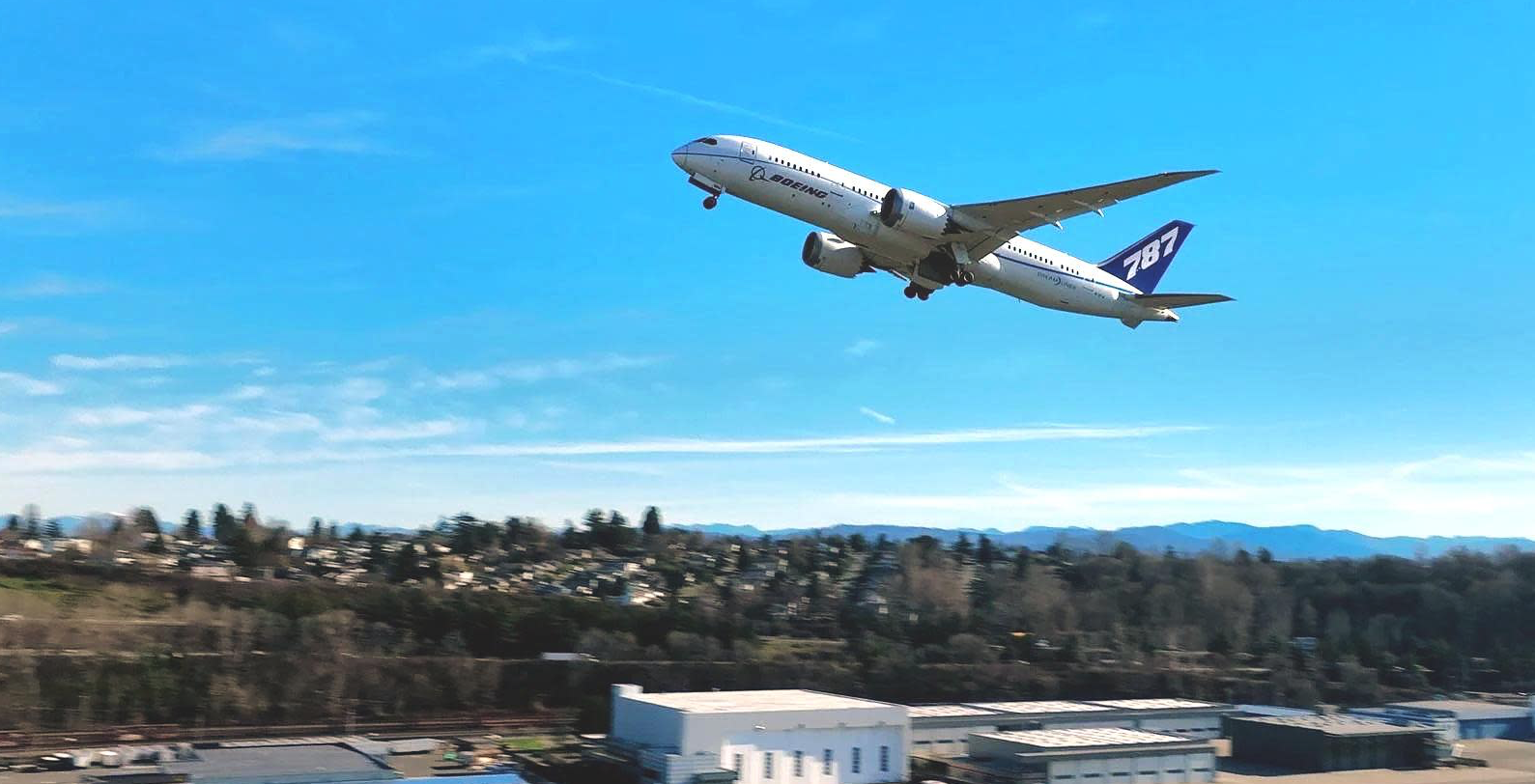 ZA004 takes off for its final flight from Boeing Field in Seattle
